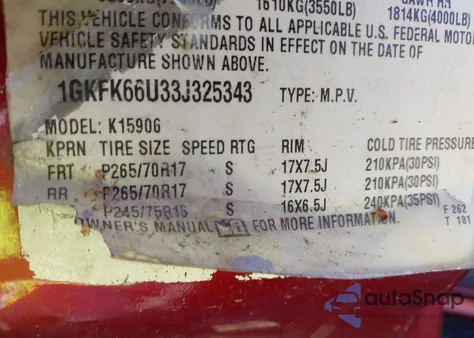 2003 GMC Yukon Xl 1500 Denali from USA, damaged, VIN 1GKFK66U33J325343